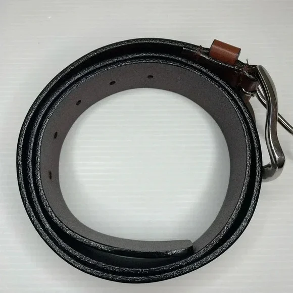 Boconi Nashville Brown Leather Belt Handcrafted Silver Tone Buckle Size 34 - Picture 10 of 10